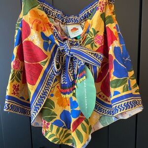 FARM Rio Multicolor Floral Top with Tie Detail
